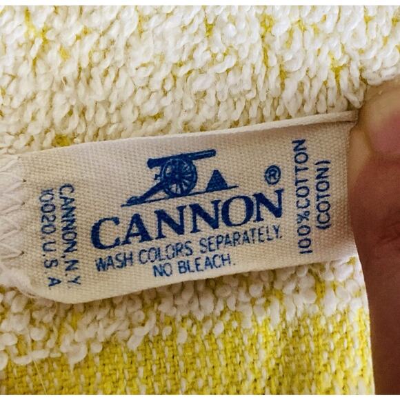 Retro Cannon Mod Yellow Orange Green Floral Bath Towel Fringe Cotton Vintage Flo - Picture 9 of 12